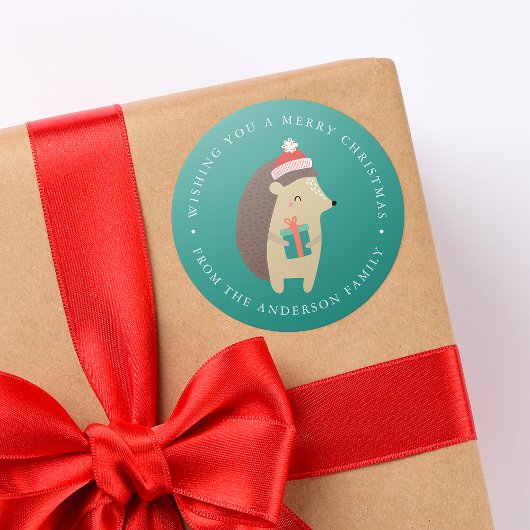 Sticker Rond Amis d'hiver | Hérisson Holiday