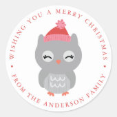 Sticker Rond Amis d'hiver | Vacances de hibou (Devant)