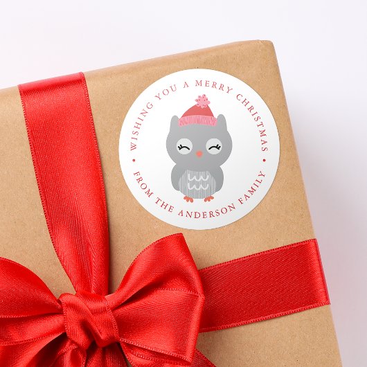 Sticker Rond Amis d'hiver | Vacances de hibou