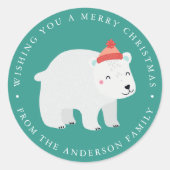 Sticker Rond Amis d'hiver | Vacances Ours Polaire (Devant)