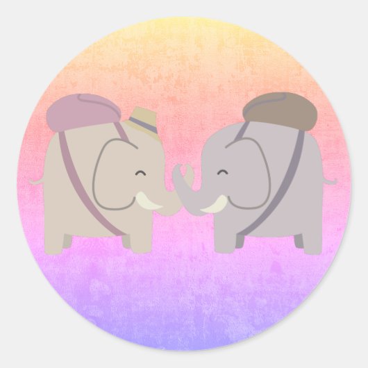 Sticker Rond amis éléphant (Devant)