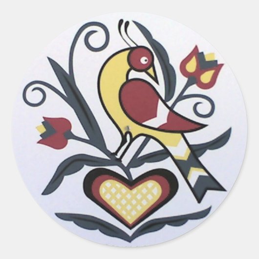 Sticker Rond Amish Hex Lovebird (Devant)