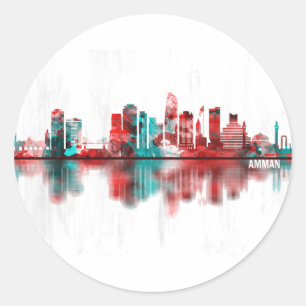 Sticker Rond Amman Jordan Skyline