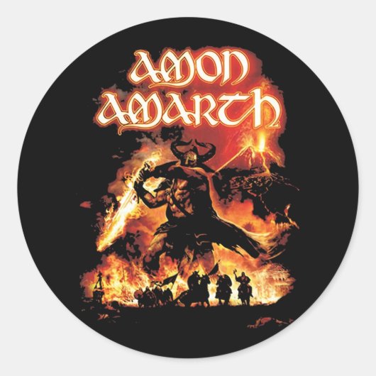 Sticker Rond Amon Amarth Retro Fan Art Hommage Design (Devant)