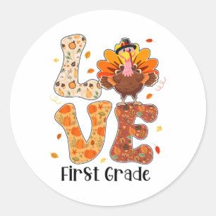 Sticker Rond Amour 1ère année Enseignant Vie Thanksgiving Autom