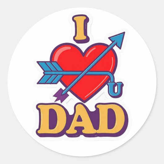 Sticker Rond Amour à PAPA (Devant)