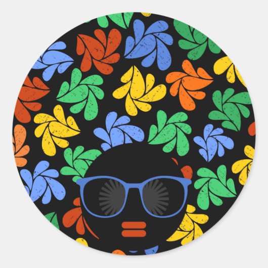Sticker Rond Amour Afro Coloré (Devant)
