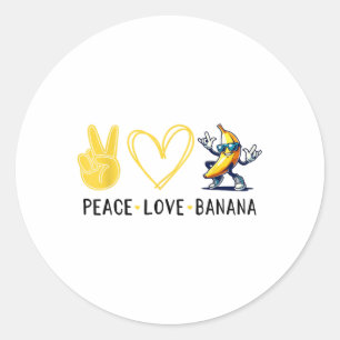 Sticker Rond Amour amusant Banana mignonne Banana Paix Amour Ba