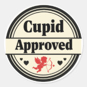 Sticker Rond Amour Approuvé par Cupidon (Devant)