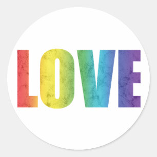 Sticker Rond AMOUR arc-en-ciel