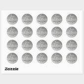 Sticker Rond Amour Argent Et Merci Faveur Mariage (Feuille)