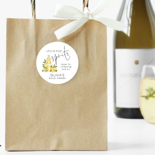 Sticker Rond Amour au premier Merci de Fête des mariées Spritz