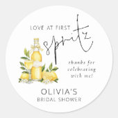 Sticker Rond Amour au premier Merci de Fête des mariées Spritz (Devant)