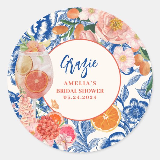 Sticker Rond Amour au premier spritz d'été  Shower de mariage  (Devant)