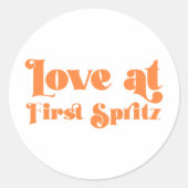 Sticker Rond Amour au premier Spritz Rétro Baby Shower (Devant)
