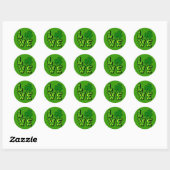 Sticker Rond AMOUR avec Shamrocks verts et Jaune (Feuille)