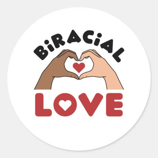 Sticker Rond Amour Biracial Couple Race Mixte (Devant)