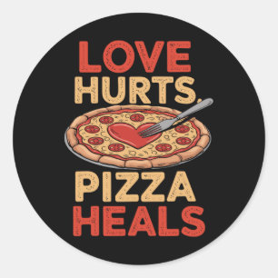 Sticker Rond Amour Blessures Pizza Guérit Nourriture Amusante V