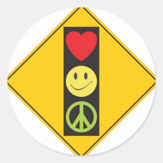 Sticker Rond Amour Bonheur Paix (Devant)