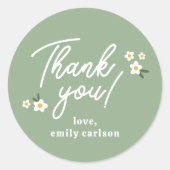 Sticker Rond Amour Bug Floral Sage Vert bébé fille Douche (Devant)