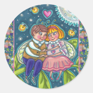 STICKER ROND AMOUR BUGS, FLIX & PLEINE LUNE, CUTE VALENTINE