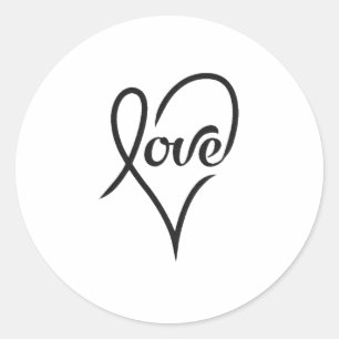 Sticker Rond Amour Coeur cursif
