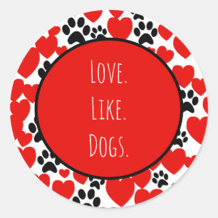 Sticker Rond Amour Comme Chiens Saint-Valentin Coeur