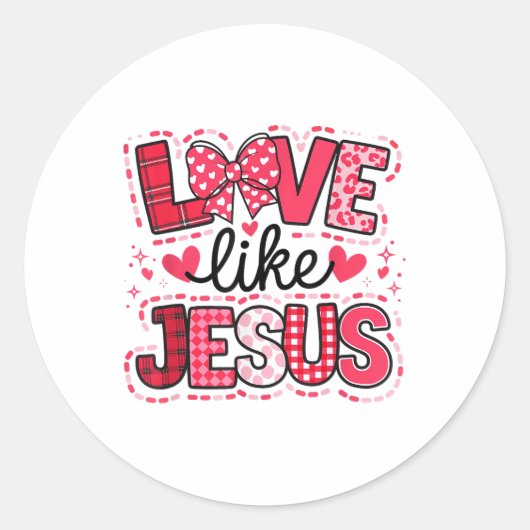 Sticker Rond Amour comme Jésus Coquette Bow Saint-Valentin _1 (Devant)