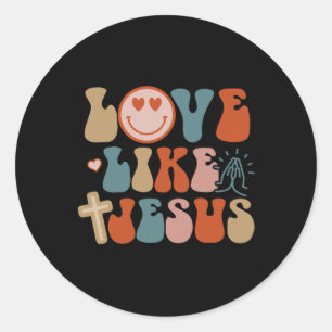 Sticker Rond Amour Comme Jésus Retro Super Jésus Pâques pour le