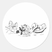 Sticker Rond Amour côtier Plage de sable Ligne minimale Mariage (Devant)