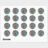 Sticker Rond Amour couleur primaire (Feuille)