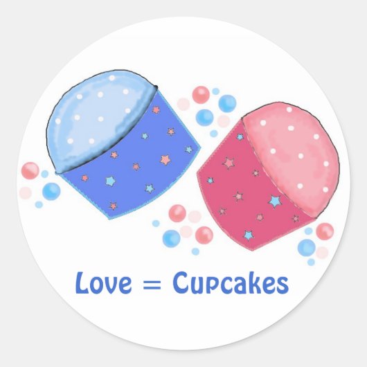Sticker Rond Amour = Cupcakes (Devant)