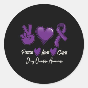 Sticker Rond Amour Cure Purple Conscience de l'overdose