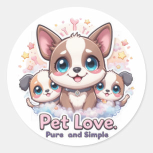 Sticker Rond Amour d'animaux pur et simple artisanat d'adorable