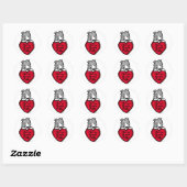 Sticker Rond Amour de border collie (merle bleu) (Feuille)