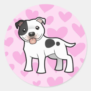 Sticker Rond Amour de bull-terrier du Staffordshire