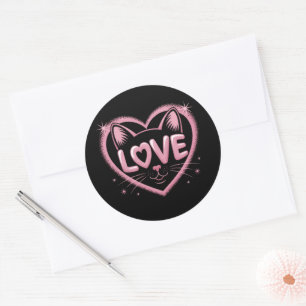 Sticker Rond Amour de chat étincelant