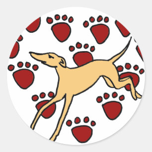 Sticker Rond Amour de chiot drôle de lévrier