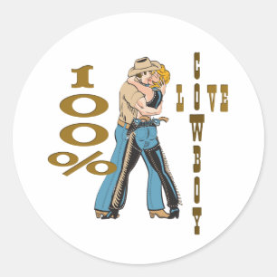 Sticker Rond Amour de cowboy