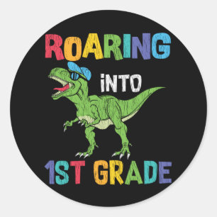 Sticker Rond Amour de dinosaure en première année Cadeau pour e