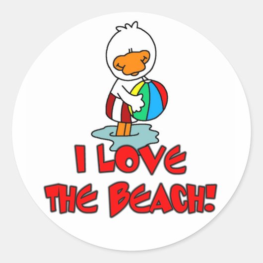 Sticker Rond Amour de Duckie la plage (Devant)