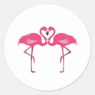 Sticker Rond Amour de Flamant rose