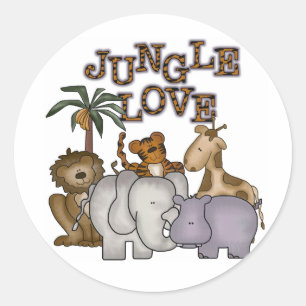 Sticker Rond Amour de la jungle