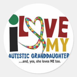 Sticker Rond Amour de l'AUTISME I ma petite-fille autiste 2
