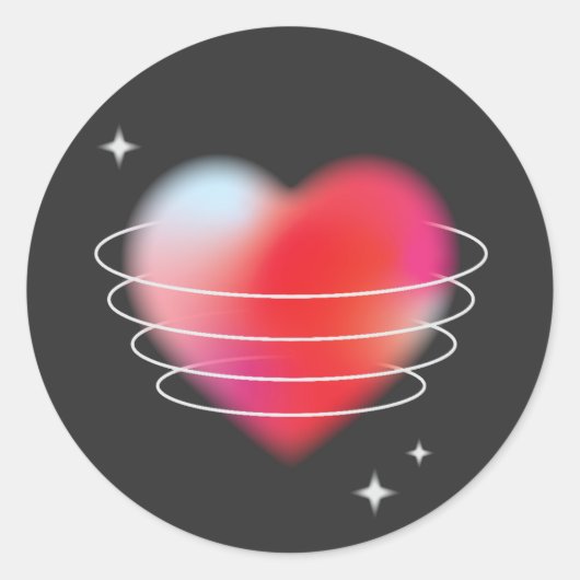 Sticker Rond Amour de l'espace, coeur rouge valentines hitech j (Devant)