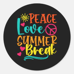 Sticker Rond Amour De Paix Drôle Et Pause Été Vacay Vibes Plage