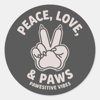 Sticker Rond Amour de Paix et de Pattes Vibes Positives de Chie
