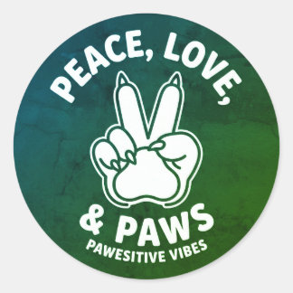 Sticker Rond Amour de Paix et de Pattes Vibes Positives de Chie