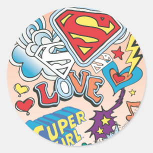 Sticker Rond Amour de Supergirl