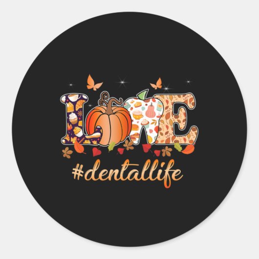 Sticker Rond Amour Dental Life Citrouille Dentiste dentaire Tom (Devant)